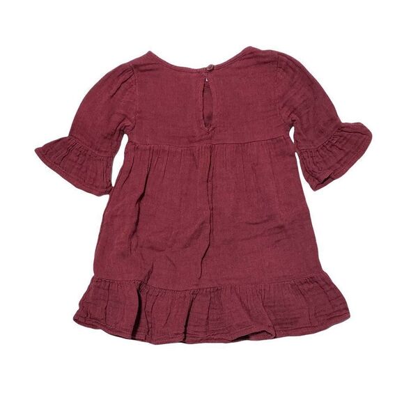 old Navy Textured Bell Sleeve Ruffled Dress Clove - Picture 3 of 3